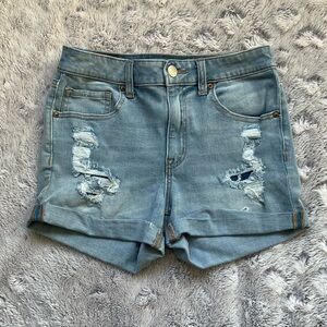 Aeropostale Women’s Size 10 High Rise Midi Light Wash Distressed Shorts